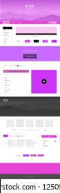 Light Purple, Pink vector wireframe kit with nature. Simple Material Design Kit with colorful mountains in header. Template for landing pages of leisure.