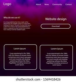 Light Purple, Pink vector wireframe kit with galaxy stars. Simple Material Design Kit with colorful clouds in header. Beautiful layout for websites, landing pages.