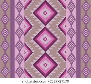 Patrón de pareo de color púrpura claro, diseñado con patrones geométricos que se mezclan perfectamente y son llamativos en Términos de textiles. Ilustración vectorial de ropa o decoración