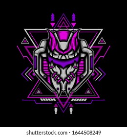 Light Purple SCI-FI King Cobra With Geometry Ornament for apparel, merchandise or other