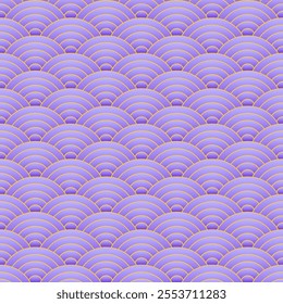 Light purple seigaiha seamless pattern. Background with circles. Fish squama, dragon scale or waves. Geometric ornament