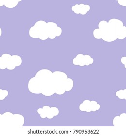 light purple sky white clouds pattern seamless vector.