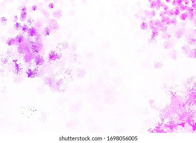 Light Purple vector abstract backdrop with branches. Colorful abstract illustration with leaves in doodle style. Textured pattern for websites, banners.