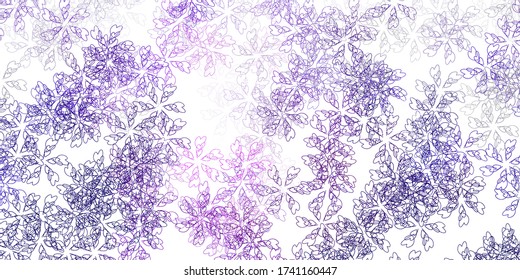 Light purple vector abstract backdrop with leaves. Blurred decorative design in Indian style with leaves. Best design for your business.