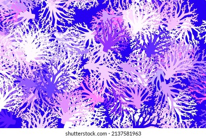 Light Purple vector abstract backdrop with branches, leaves. Creative illustration in blurred style with leaves, branches. Hand painted design for web, wrapping.