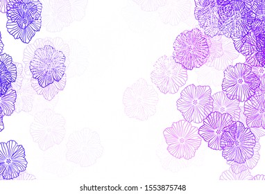 Light Purple vector abstract background with leaves. Glitter abstract illustration with flowers. Brand new style for your business design.
