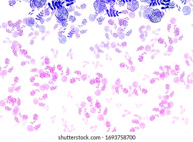 Hellviolette Vektorillustration abstrakter Hintergrund mit Blättern, Blumen. Abstrakte Illustration mit Blättern, Blumen im Doodles-Stil. Neue Vorlage für Ihr Markenbuch.