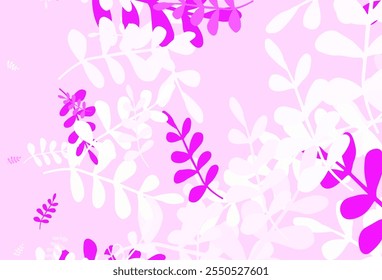 Fondo abstracto de Vector púrpura claro con hojas. Diseño decorativo borroso en estilo indio con hojas. Diseño pintado a mano para el Web, envoltura.