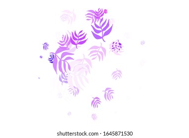 Light Purple vector abstract design with leaves. Blurred decorative design in Indian style with leaves. Hand painted design for web, leaflets.