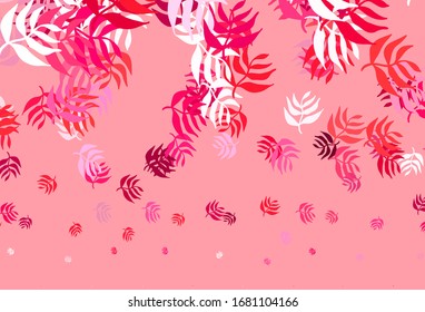 Light Purple vector abstract design with leaves. Blurred decorative design in Indian style with leaves. Template for backgrounds of cell phones.