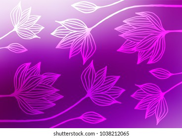 Light Purple vector abstract doodle background. Ethnic elegant natural pattern with gradient. The pattern can be used for coloring books and pages for kids.