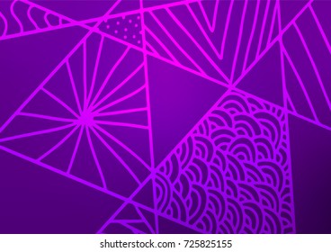 Light Purple vector abstract doodle template. Creative illustration in blurred style with doodles and Zen tangles. A completely new template for your business design.