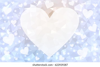 Light Purple vector abstract glitter heart shape on white background in love concept for valentine's day with sweet and romantic moment. Polygonal design for your business.