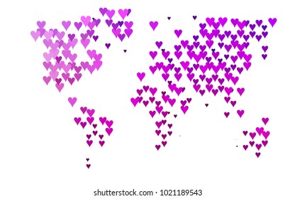 Light Purple vector abstract lovely pattern with Hearts on white background. Happy Valentine's Day Greeting Card with small hearts. Stock template for your romantic ad, leaflet, banner.