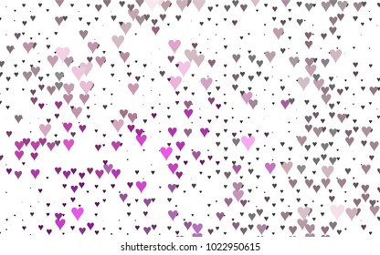 Light Purple vector abstract lovely pattern with Hearts on white background. Happy Valentine's Day Greeting Card with small hearts. Stock template for your romantic ad, leaflet, banner.