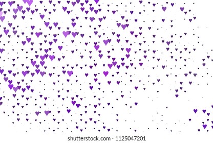Light Purple vector abstract lovely pattern with Hearts on white background. Happy Valentine's Day Greeting Card with small hearts. Stock template for your romantic ad, leaflet, banner.