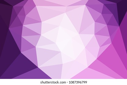 Light Purple vector abstract mosaic pattern with a heart in a centre. Modern abstract illustration with triangles. Pattern for a brand book's backdrop.