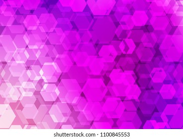 Light Purple vector abstract mosaic pattern. hexagonal geometric sample with gradient.  The textured pattern can be used for background.