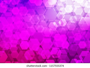 Light Purple vector abstract mosaic template. Glitter abstract illustration with an elegant design. hexagonal pattern for your business design.