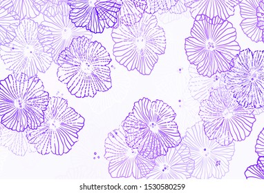 Light Purple vector abstract pattern with leaves. Doodle illustration of flowers in Origami style. New template for your design.