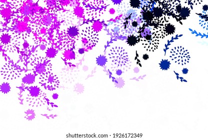 Light Purple vector abstract pattern with flowers, roses. An elegant bright illustration with flowers. Doodle design for your web site.