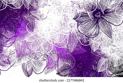 Light Purple vector abstract pattern with flowers. Shining colored illustration with flowers. New design for your business.