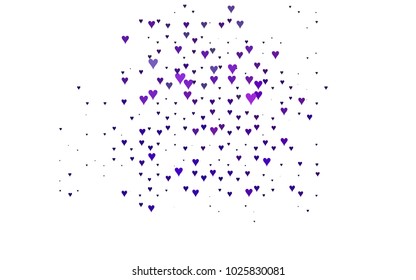 Light Purple vector abstract small hearts on white background. Template for valentine day with sweet, romantic concept. Amazing pattern for your design, banner, leaflet.
