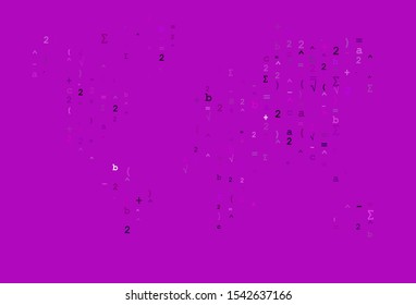 Light Purple vector backdrop with algebra elements. Modern geometrical illustration with numerals. Pattern for school, grammar websites.
