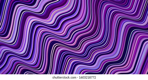 Light Purple vector backdrop with curved lines. Geometric illustration in abstract style with gradient.  Elegant pattern for a brand book.