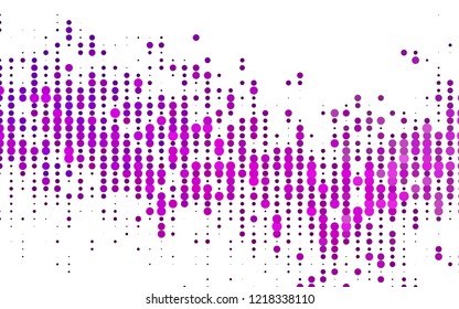Light Purple vector backdrop with dots. Illustration with set of shining colorful abstract circles. Pattern for ads, booklets.