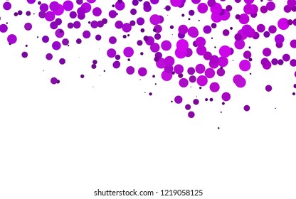 Light Purple vector backdrop with dots, spots. Glitter abstract illustration with blurred drops of rain. Pattern of water, rain drops.