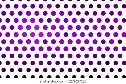 Light Purple vector backdrop with dots. Glitter abstract illustration with blurred drops of rain. Pattern for ads, booklets.