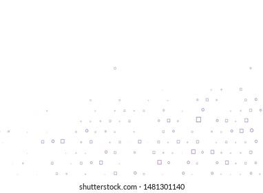 Light Purple vector backdrop with dots, spots, cubes. Colorful illustration with circles, squares in nature style. Pattern of water, rain drops.
