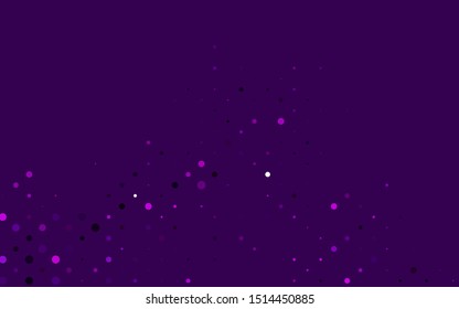 Light Purple vector backdrop with dots. Blurred decorative design in abstract style with bubbles. Pattern of water, rain drops.