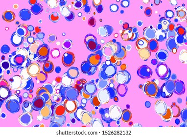 Light Purple vector backdrop with dots. Abstract illustration with colored bubbles in nature style. Pattern for futuristic ad, booklets.