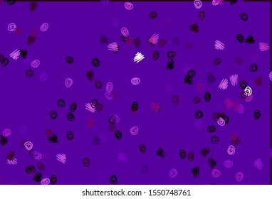 Light Purple vector backdrop with dots. Glitter abstract illustration with blurred drops of rain. Pattern for ads, leaflets.