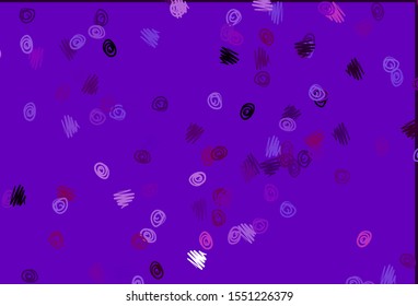 Light Purple vector backdrop with dots. Blurred bubbles on abstract background with colorful gradient. Pattern of water, rain drops.