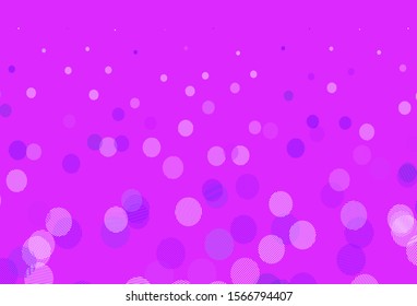 Light Purple vector backdrop with dots. Blurred decorative design in abstract style with bubbles. Pattern for futuristic ad, booklets.
