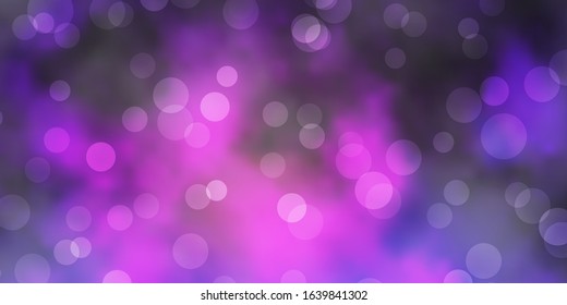 Light Purple vector backdrop with dots. Glitter abstract illustration with colorful drops. Design for posters, banners.