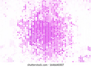Light Purple vector backdrop with dots. Glitter abstract illustration with blurred drops of rain. Pattern for ads, leaflets.