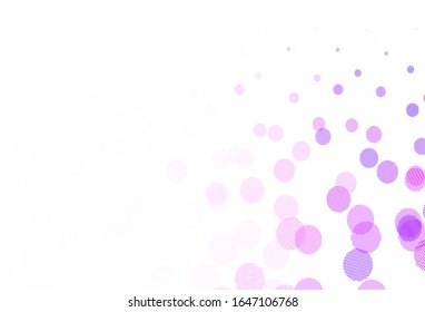 Light Purple vector backdrop with dots. Blurred decorative design in abstract style with bubbles. Pattern for futuristic ad, booklets.