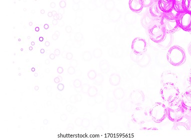 Light Purple vector backdrop with dots. Glitter abstract illustration with blurred drops of rain. Pattern for textures of wallpapers.