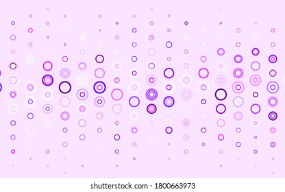 Fondo vector claro púrpura con puntos. Ilustración abstracta brillante con gotas borrosas de lluvia. Diseño para su anuncio comercial.