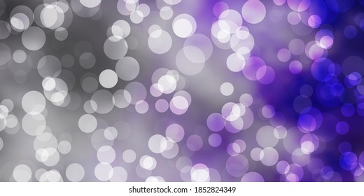 Light Purple vector backdrop with dots. Abstract decorative design in gradient style with bubbles. Pattern for websites.