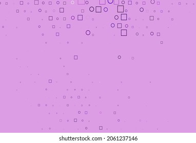Light Purple vector backdrop with dots, spots, cubes. Glitter abstract illustration with cubes, circles. Design for business adverts.