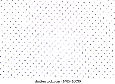 Light Purple vector backdrop with english symbols. Blurred design in simple style with signs of alphabet. Pattern for school, grammar websites.