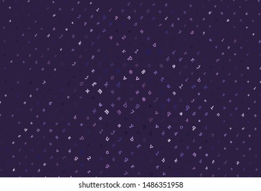 Light Purple vector backdrop with english symbols. Blurred design in simple style with signs of alphabet. Pattern for school, grammar websites.