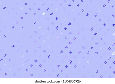 Light Purple vector backdrop with english symbols. Abstract illustration with colored latin alphabet. Best design for a college poster, banner.