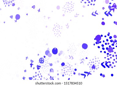 Light Purple vector backdrop with memphis shapes. Simple colorful illustration with abstract gradient shapes. Elegant design for wallpapers.