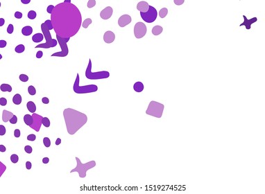 Light Purple vector backdrop with memphis shapes. Decorative design in abstract style with random forms. Simple design for your web site.